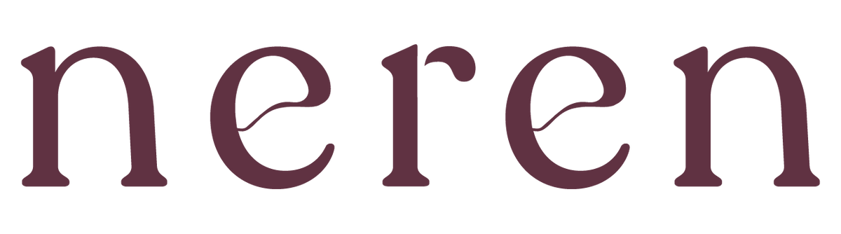 Neren wordmark logo in the burgundy Dusk colourway